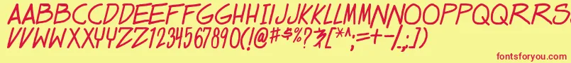 dealspinner tbs Font – Red Fonts on Yellow Background