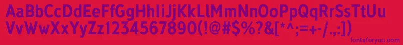 Fonte DeansgateCondensed Bold – fontes roxas em um fundo vermelho