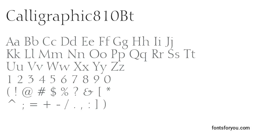A fonte Calligraphic810Bt – alfabeto, números, caracteres especiais