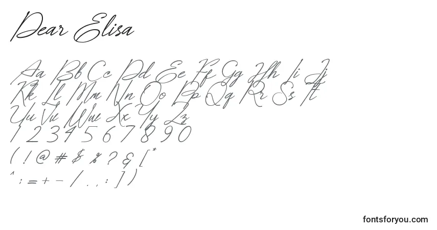 Шрифт Dear Elisa – алфавит, цифры, специальные символы