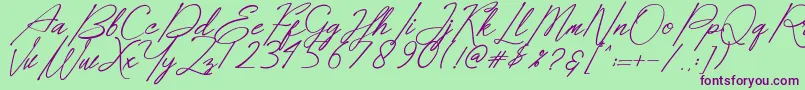 Dear Elisa Font – Purple Fonts on Green Background