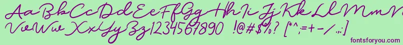 Dear Jane Font – Purple Fonts on Green Background