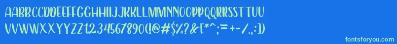 Dearday Sans Font – Green Fonts on Blue Background