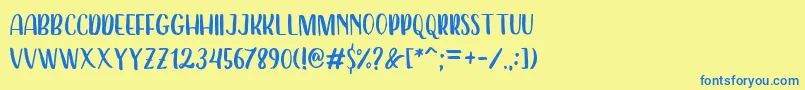 フォントDearday Sans – 青い文字が黄色の背景にあります。