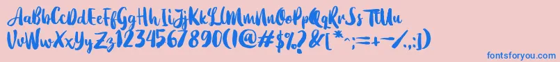 More about Dearday Script Font Dearday Script Font – Blue Fonts on Pink Background
