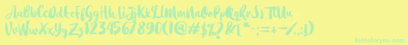 Fonte Dearday Script – fontes verdes em um fundo amarelo