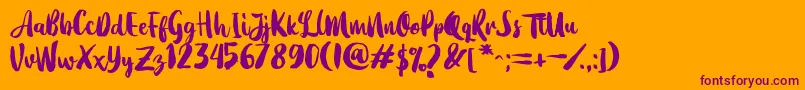 Dearday Script Font – Purple Fonts on Orange Background