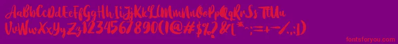 Dearday Script Font – Red Fonts on Purple Background