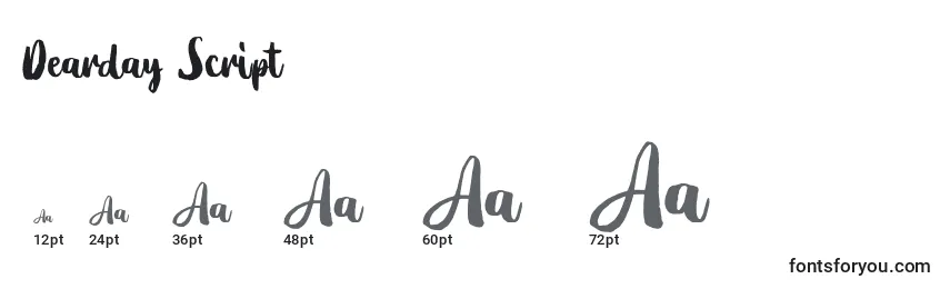Dearday Script Font Sizes