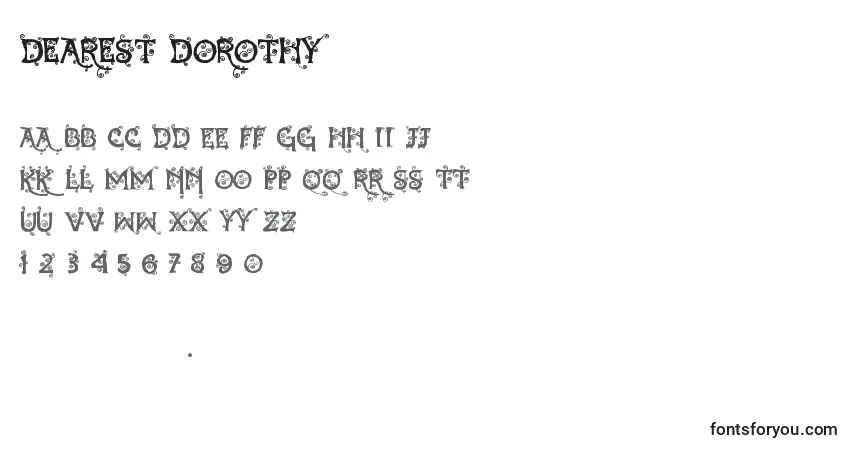 Шрифт Dearest Dorothy – алфавит, цифры, специальные символы