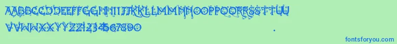 Dearest Dorothy Font – Blue Fonts on Green Background