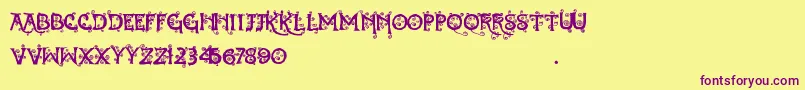 Dearest Dorothy Font – Purple Fonts on Yellow Background