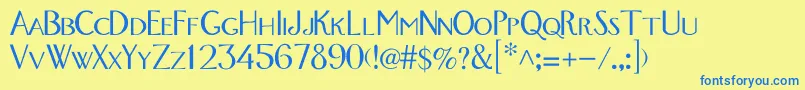 GavotteMedium Font – Blue Fonts on Yellow Background
