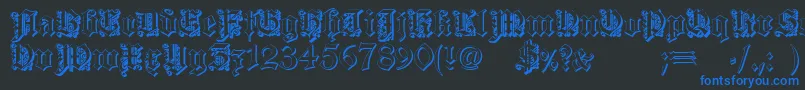 フォントDearest outline – 黒い背景に青い文字