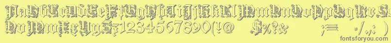 フォントDearest outline – 黄色の背景に灰色の文字