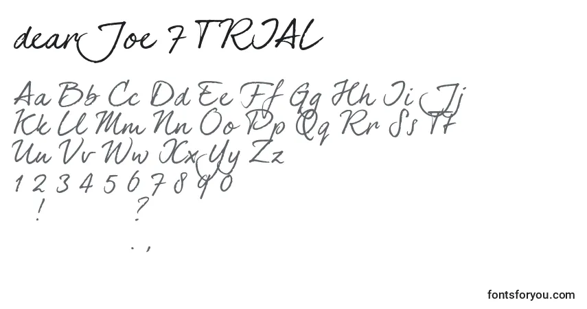 A fonte DearJoe 7 TRIAL – alfabeto, números, caracteres especiais