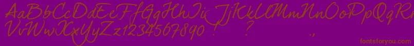 dearJoe 7 TRIAL-Schriftart – Braune Schriften auf violettem Hintergrund