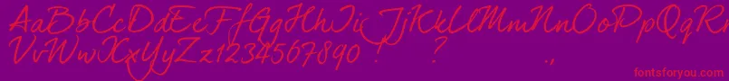 dearJoe 7 TRIAL-Schriftart – Rote Schriften auf violettem Hintergrund