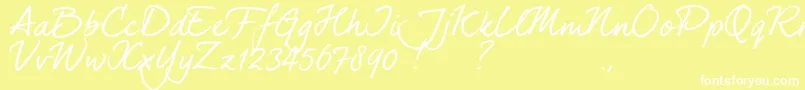 dearJoe 7 TRIAL-Schriftart – Weiße Schriften auf gelbem Hintergrund