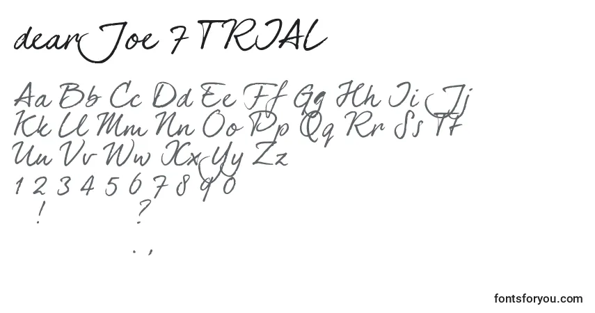 A fonte DearJoe 7 TRIAL (124666) – alfabeto, números, caracteres especiais