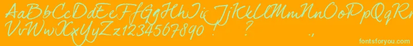 dearJoe 7 TRIAL-Schriftart – Grüne Schriften auf orangefarbenem Hintergrund