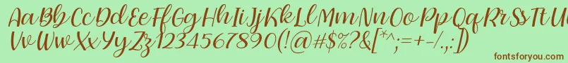 Dearly loved one by 7NTypes Font – Brown Fonts on Green Background