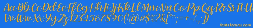 Dearly loved one by 7NTypes Font – Orange Fonts on Blue Background