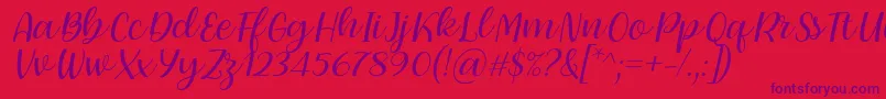 Dearly loved one by 7NTypes Font – Purple Fonts on Red Background