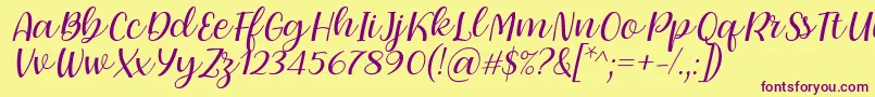 Dearly loved one by 7NTypes Font – Purple Fonts on Yellow Background