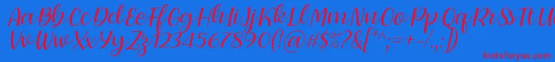 Fonte Dearly loved one by 7NTypes – fontes vermelhas em um fundo azul