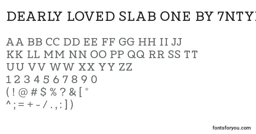 Czcionka Dearly loved Slab One by 7NTypes – alfabet, cyfry, specjalne znaki