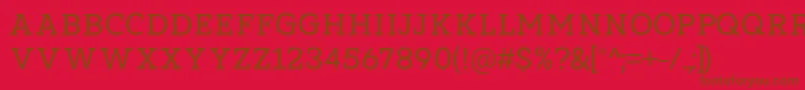 Dearly loved Slab One by 7NTypes Font – Brown Fonts on Red Background