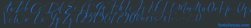 フォントDearlyScript – 黒い背景に青い文字