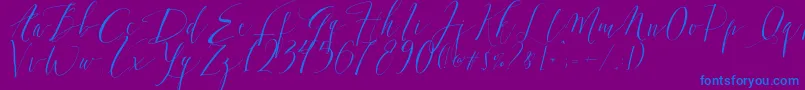 Czcionka DearlyScript – niebieskie czcionki na fioletowym tle