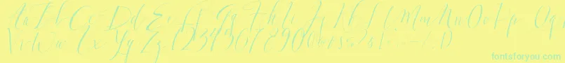 DearlyScript Font – Green Fonts on Yellow Background