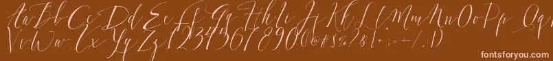 フォントDearlyScript – 茶色の背景にピンクのフォント