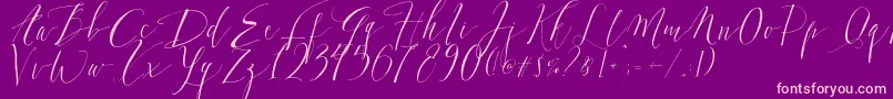 DearlyScript-fontti – vaaleanpunaiset fontit violetilla taustalla