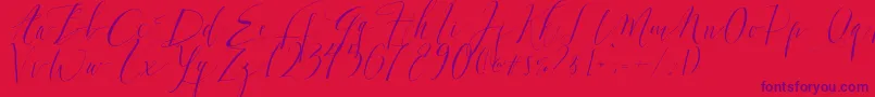 DearlyScript-fontti – violetit fontit punaisella taustalla