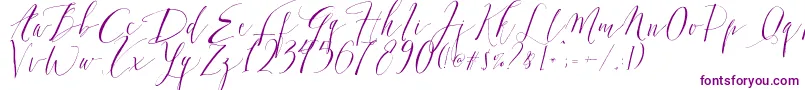 DearlyScript-Schriftart – Violette Schriften auf weißem Hintergrund