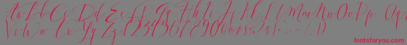 DearlyScript-Schriftart – Rote Schriften auf grauem Hintergrund