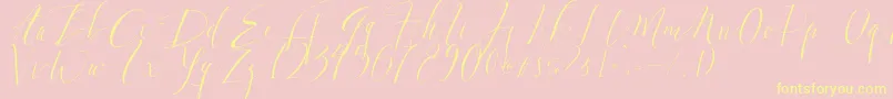 Шрифт DearlyScript – жёлтые шрифты на розовом фоне