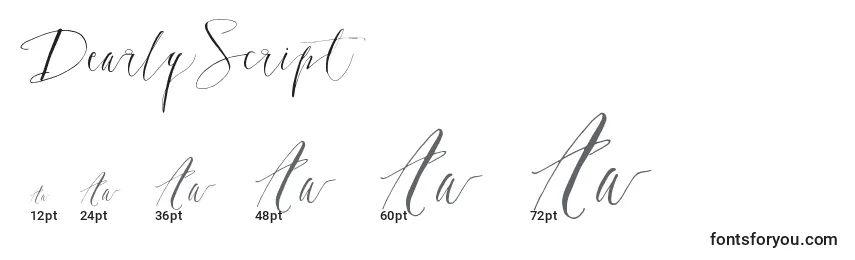 DearlyScript Font Sizes