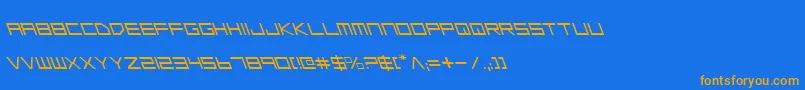 フォントLgsl – オレンジ色の文字が青い背景にあります。