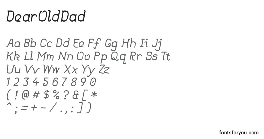 Czcionka DearOldDad – alfabet, cyfry, specjalne znaki