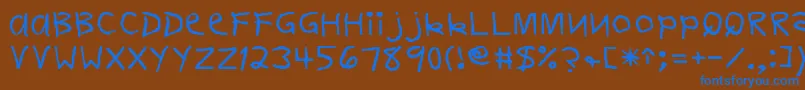 フォントDEARTEAC – 茶色の背景に青い文字