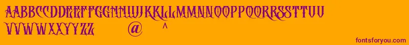 DEATH CROW-Schriftart – Violette Schriften auf orangefarbenem Hintergrund