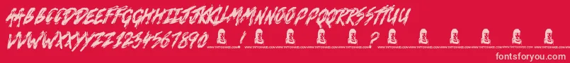 Death VaLley Font – Pink Fonts on Red Background