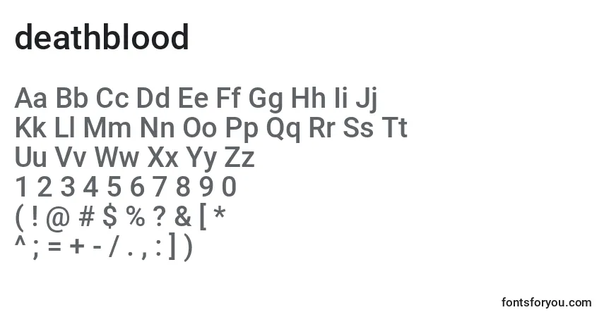 Schriftart Deathblood (124674) – Alphabet, Zahlen, spezielle Symbole