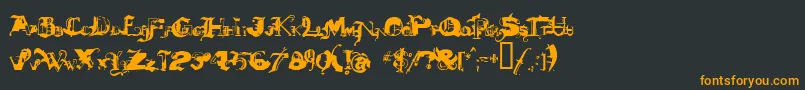 DEATHMIX-Schriftart – Orangefarbene Schriften auf schwarzem Hintergrund