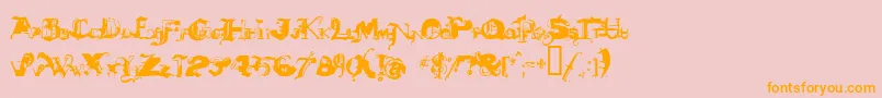 DEATHMIX-Schriftart – Orangefarbene Schriften auf rosa Hintergrund